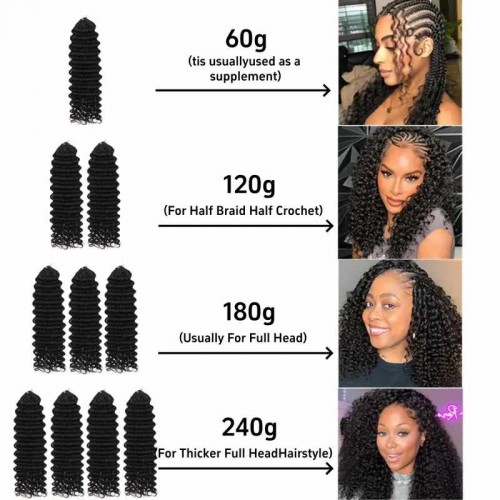 mslula Pre-Separated Curly Crochet Hair Extensions, Human Hair 100g Natural Black | Human Hair Wig | Lace Front